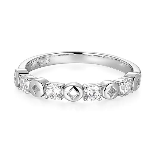 卡蒂罗KADER 招财女戒 新中式925银钱币与圆锆相接财运环绕简约百搭原创设计可调节戒#好运 商品图1