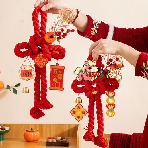 【马年大吉❗️新年中国结】一眼满心欢喜，新年中国结颜值爆表，艳丽明亮精致配饰，2026马年万字结挂饰春节过年装饰品场景布置QQ 商品图2