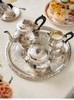 【已售】独角鹿西洋古董19世纪法国出品银雕玫瑰卷叶花纹下午茶三件套 带昆庭定制款托盘 商品缩略图0