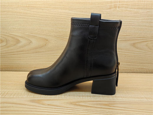 2024豪行冬款专柜正品真皮短靴舒适百搭中跟后拉链女靴24403505 商品图4