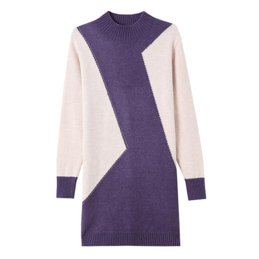 CC半高领拼色显瘦毛衣裙女中长款秋冬2025新款遮屁股洋气针织打底衫 商品图4