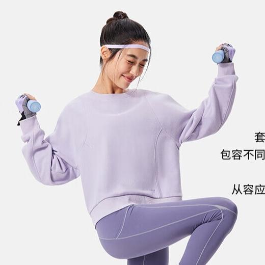 李宁卫衣女加绒圆领套头衫冬季新款宽松运动上衣AWDU556 商品图2