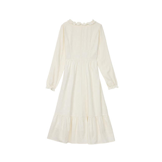 鹿向南 [柔光铃兰] 2025年秋季新款法式气质连衣裙女显瘦杏色长裙QJD00631 商品图1