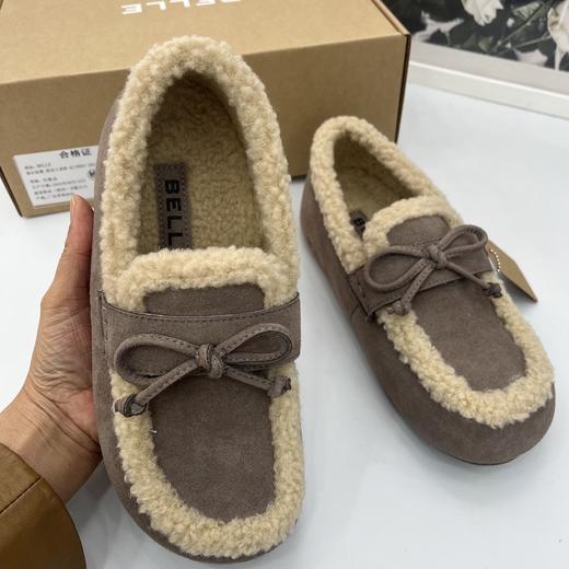 D112505豆豆鞋吐司2代厚底毛毛勃肯棉鞋25冬季新款加绒雪地靴 商品图3