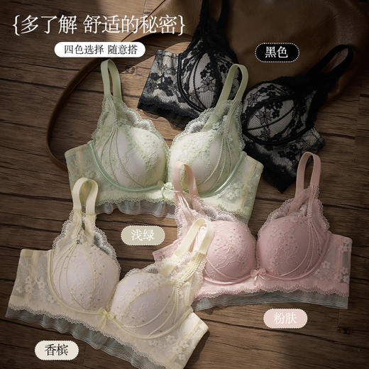 法式时尚无钢圈 小胸聚拢显大  蕾丝收副乳防下垂文胸615# 商品图0