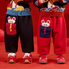 嘟嘟家童装男童裤子冬季加绒女童新年长裤儿童拜年服宝宝年装喜庆D5DBN011 商品缩略图1