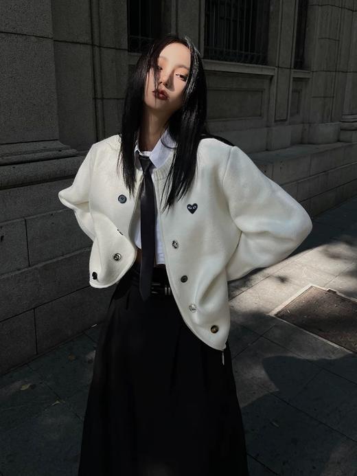 D112565圆领设计不对称多色纽扣学院风针织外套 商品图6