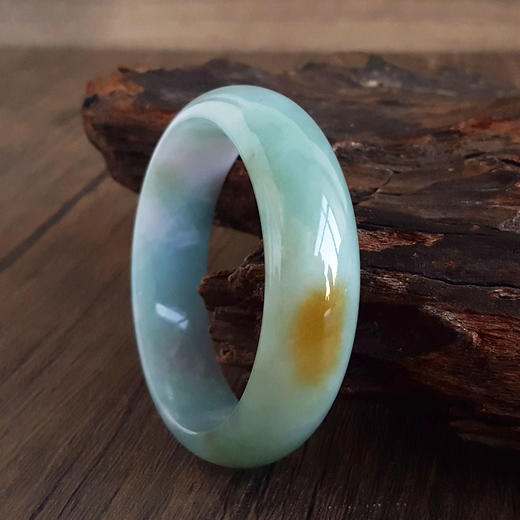 【天然正品】A货翡翠天然细腻厚桩糯种福禄寿飘黄57号翡翠手镯57号（皆取最大值）女士191125NJ15 商品图6