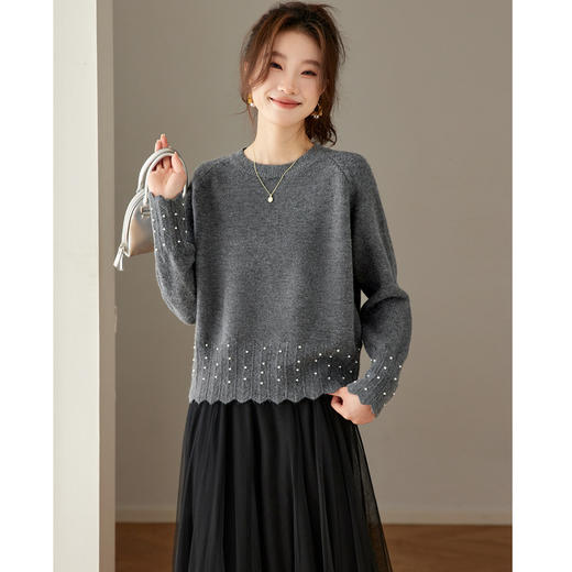 红色本命年圆领针织衫，厚款慵懒宽松毛衣内搭打底上衣CC-27-25253 商品图2