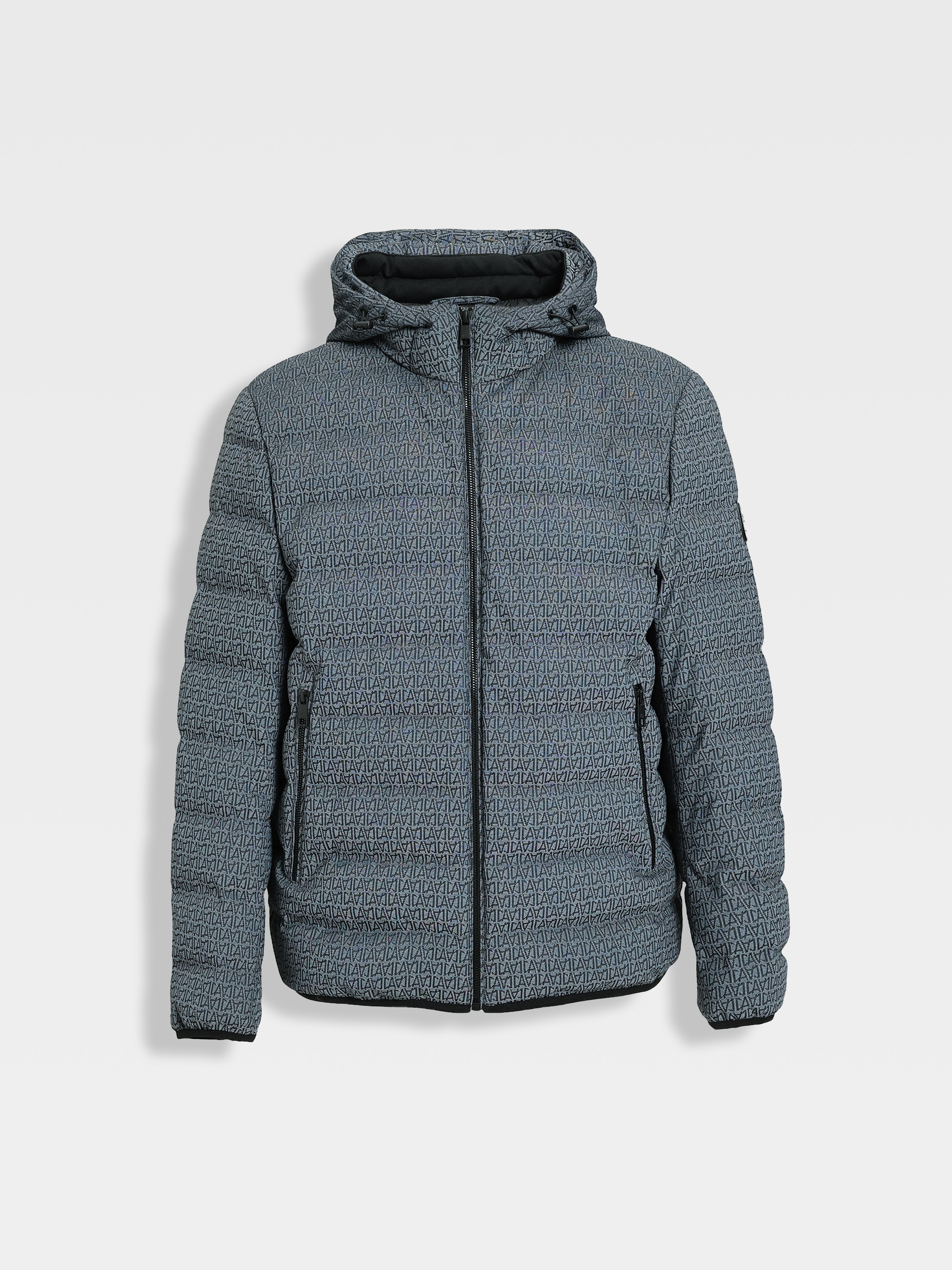 callisto星空蓝连帽logo提花鹅绒羽绒服