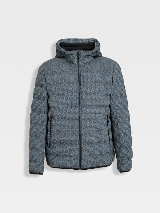 callisto星空蓝连帽logo提花鹅绒羽绒服 商品图0