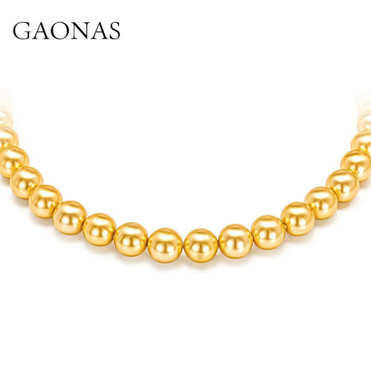 GAONAS 仿珍珠项链 时尚经典12mm金色珠项链11786XGO 商品图2