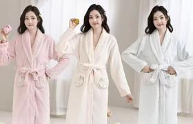 双面法兰绒剪花女士睡袍柔软舒适1415766