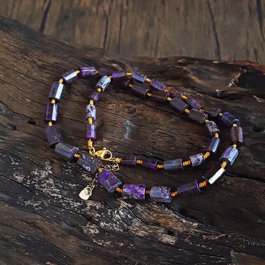 【天然正品】天然皇家帝王紫约4-7MM柱形苏纪石项链4-7MM（皆取最大值）链长：50CM（长度可调节）女士140925JJ04 商品图2