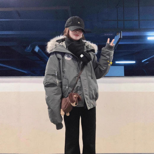 【美式复古毛领连帽派克服】女冬季新款棉衣加厚保暖工装棉服外套 商品图4