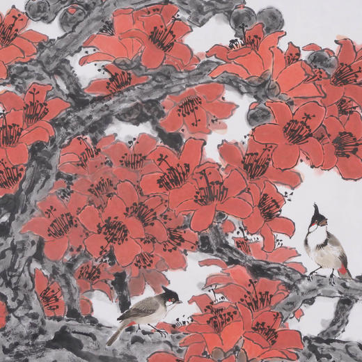 卓愿《几树半天红染，岭南最爱木棉》70x69CM 手绘纸本宣纸国画作品 商品图7