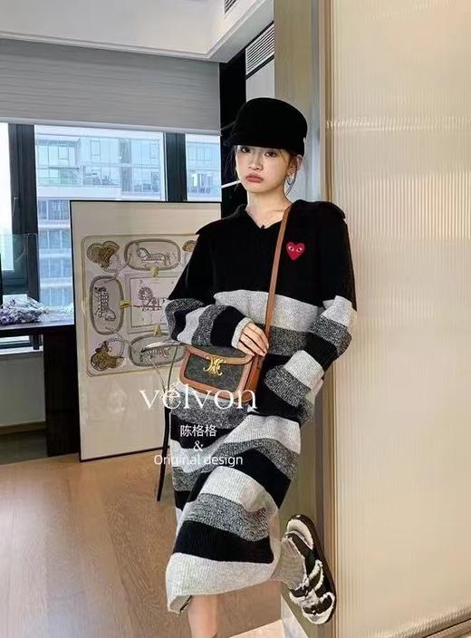 D112540polo领针织毛织配大衣打底连衣裙秋冬季新款毛衣裙 商品图0