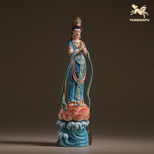 铜师傅《合掌观音（彩绘版）》客厅桌面青铜摆件 家居装饰工艺品 商品图1