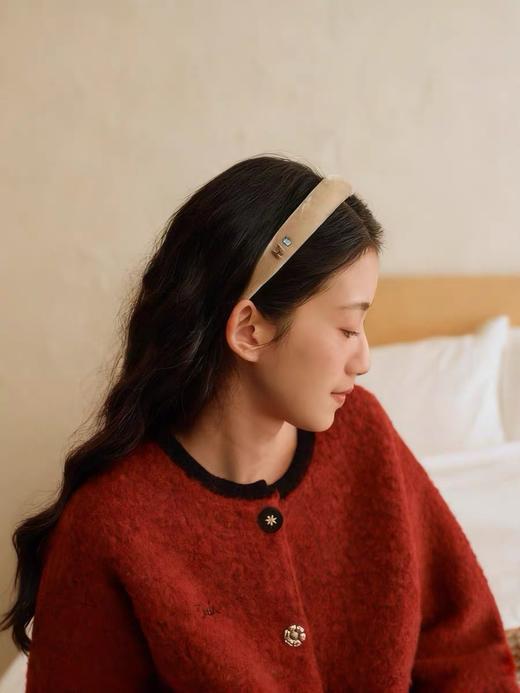 D112535爱心镶嵌水钻银色饰件复古可爱真丝高颅顶发箍 商品图5