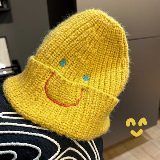【北美笑脸针织帽！传递心情多巴胺色】系加厚女男冷帽冬护耳包头网红 商品图3
