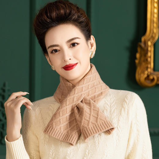 WW 1186交叉设计简约时尚纯羊毛保暖护颈围巾 商品图4