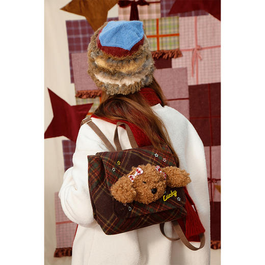 卡通玩偶公仔格纹双肩包-纪念日百货门店同款167294012 商品图4