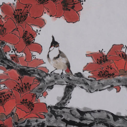卓愿《几树半天红染，岭南最爱木棉》70x69CM 手绘纸本宣纸国画作品 商品图5