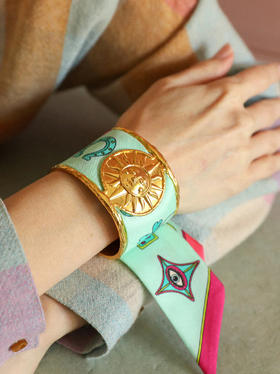 订购14周到｜AN-NEE-SOLEIL-薄荷绿 幸运予你 4cm 丝巾手镯［法国设计师］