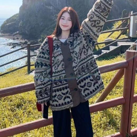 复古民族风羊羔毛外套2025秋冬韩版时尚宽松保暖开衫 商品图1