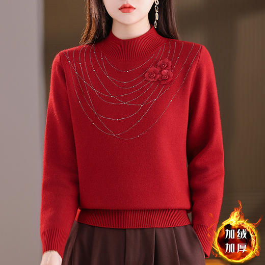 CC加绒保暖打底衫女秋冬一体绒上衣2025新款时髦洋气毛衣半高领 商品图1