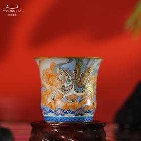 问鼎鼎峰柴窑天马行空（天青精工款竹节杯）