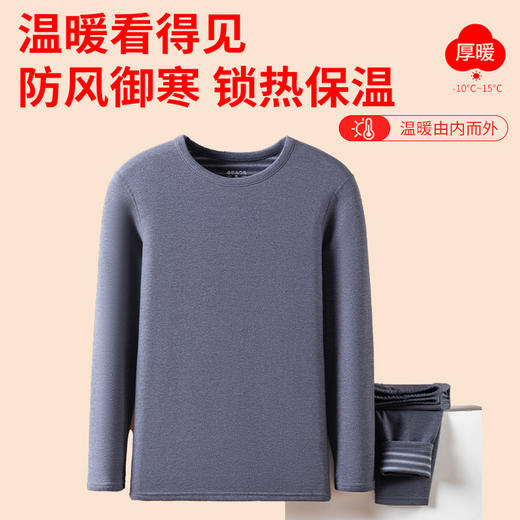 【YW】无忧购内条纹保暖内衣套装成人打底衫彩棉天鹅绒羊毛蚕丝秋衣秋裤（截单后3-5天发货) 商品图0