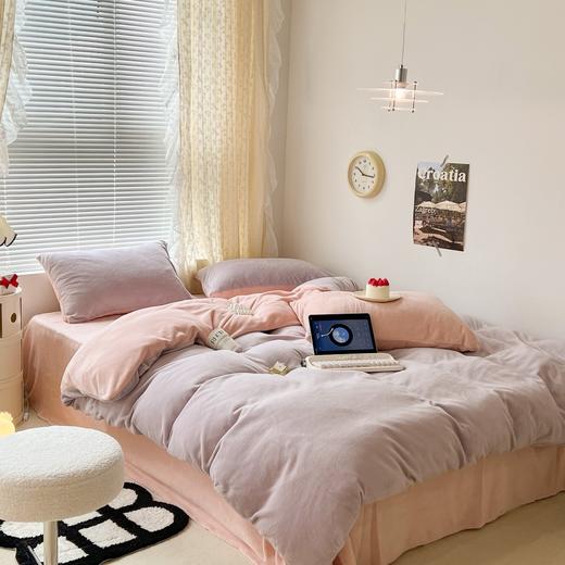 D112536氛围感奶油双拼牛奶绒高品质保暖牛奶绒床上四件套 商品图8