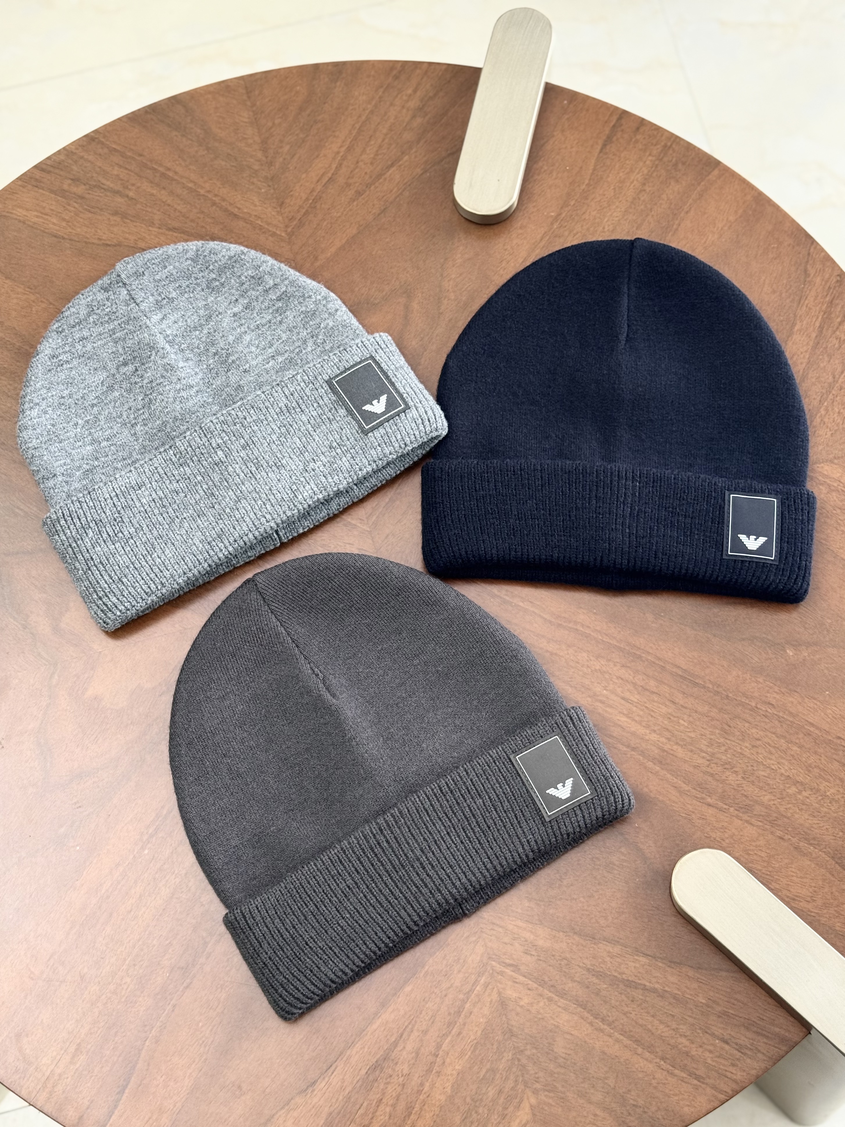 正品保真，羊毛冷帽！纯原单！ 阿玛尼秋冬新款羊毛混纺休闲针织毛线帽冷帽