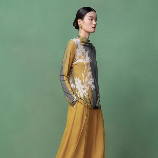 【林栖设计小店】绵羊毛T恤印花撞色优雅气质修身显瘦2026早春新款上衣女T1961238 商品图2