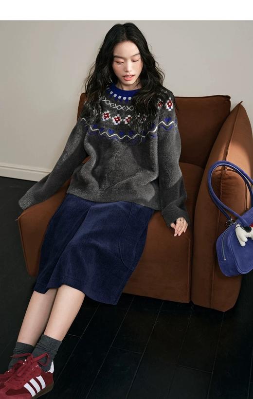 D112523蓝色灯芯绒工装裙半身裙半裙25秋冬季叠穿搭女长裙a字裙 商品图4