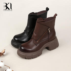 BAKERLOO女鞋英伦马丁侧拉链机车靴JY225