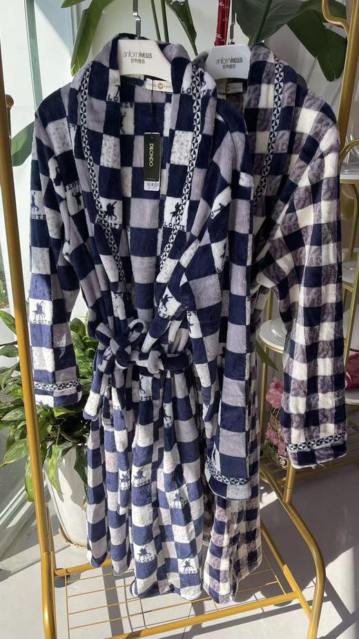 双面法兰绒剪花男士睡袍14155764-62 商品图3