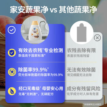 家安（HomeAegis）果蔬净贝壳粉洗洁精100g（食品用去农残 果蔬清洗剂 洗水果蔬菜） /家庭清洁/纸品 /家庭环境清洁 /洗洁精 商品图3
