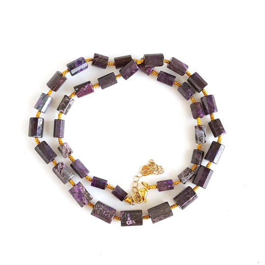 【天然正品】天然皇家帝王紫约4-7MM柱形苏纪石项链4-7MM（皆取最大值）链长：50CM（长度可调节）女士140925JJ04 商品图0