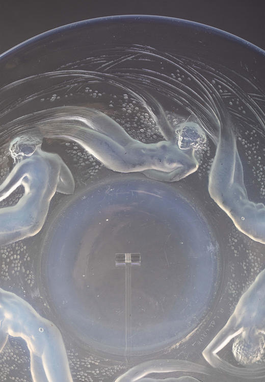 独角鹿西洋古董1920年代法国出品「ONDINES水之精灵」主题欧珀水晶浅口盘 商品图5