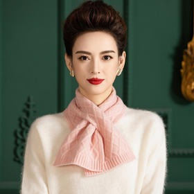 WW 1186交叉设计简约时尚纯羊毛保暖护颈围巾