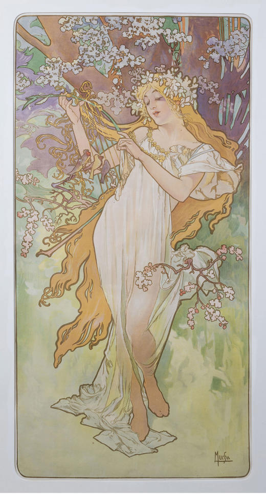 独角鹿西洋古董1896年法国出品版画作品《四季 Les Quatre Saisons》 商品图2