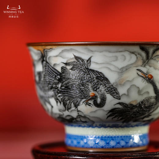 问鼎鼎峰柴窑云中仙鹤（天青精工天河杯） 商品图5