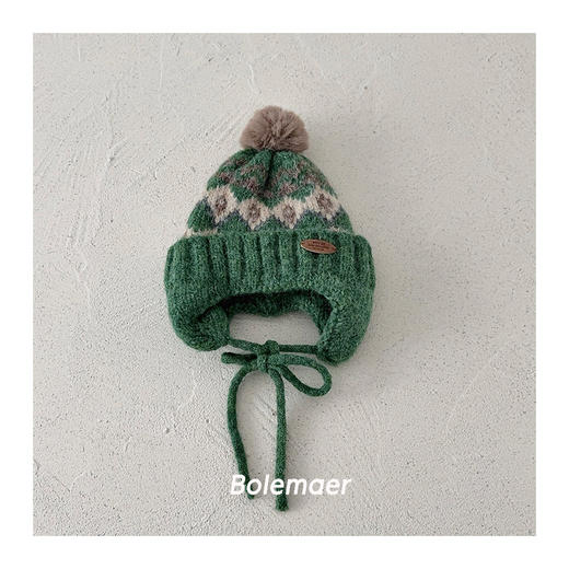 【YW】无忧购费尔岛风儿童毛线帽子秋冬保暖针织帽男女童宝宝加厚护耳雷锋帽（截单后3-5天发货) 商品图10