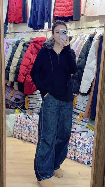 【绒 软软 亲肤】水淼2025冬自发热锁温柔软梭织棉帽打底衫1085 商品图3