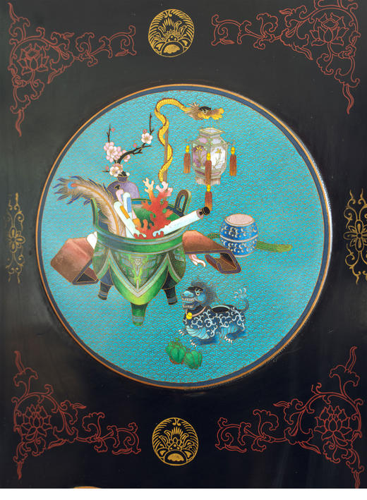 【已售】独角鹿西洋古董20世纪中国创汇时期出品漆木描金彩绘嵌掐丝珐琅清供博古图六曲屏风 商品图6