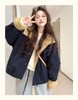 2025冬季新款撞色连帽加绒加厚棉服外套女短款宽松时尚休闲派克服 商品缩略图8