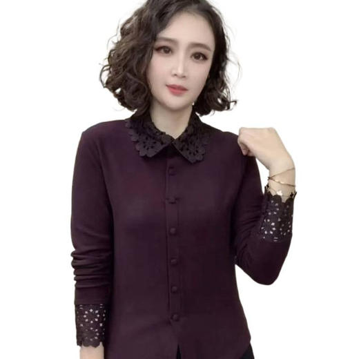 2025新款冬季新款时尚洋气百搭减龄显瘦气质花边衬衫领套头上衣女 商品图4