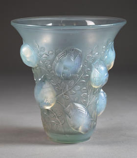 独角鹿西洋古董1930年法国出品「Saint François雀」欧泊水晶花瓶